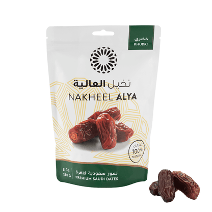 Khudri Dadels kopen? Premium Saudi dadels van Nakheel Alya in hersluitbare verpakking, 100% natuurlijk en vers.