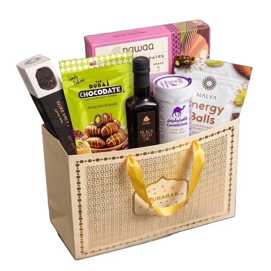 Luxe Eid cadeaupakket met chocolade, dadels en olie